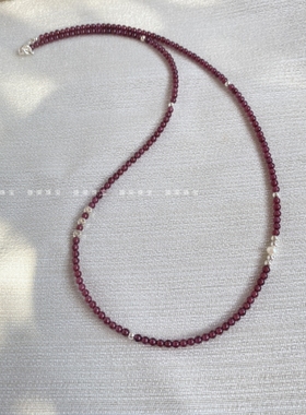 天然石榴石项链小众设计锁骨链细