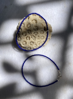 超细天然青金石手链手串简约女款