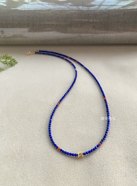 切面天然青金石南红小众锁骨链女