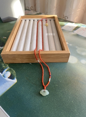 天然南红和田玉吊坠项链毛衣链女