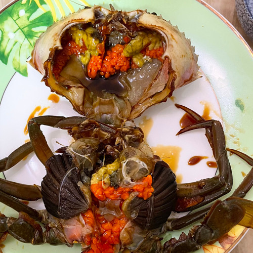 潮汕生腌海鲜膏蟹青蟹酱螃蟹呛蟹母蟹咸红膏蟹网红腌制即食水产 - 图0