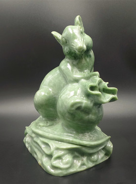 翡翠生肖兔摆件客厅卧室装饰品儿童房贵州翡翠玉兔办公室姻缘礼物