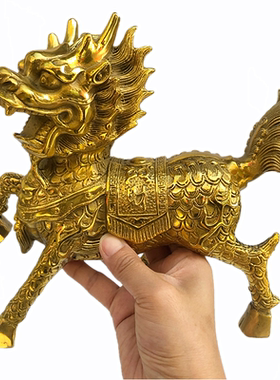 铜麒麟摆件一对镇宅招财保平安办公室客厅书房玄关装装饰创意礼品