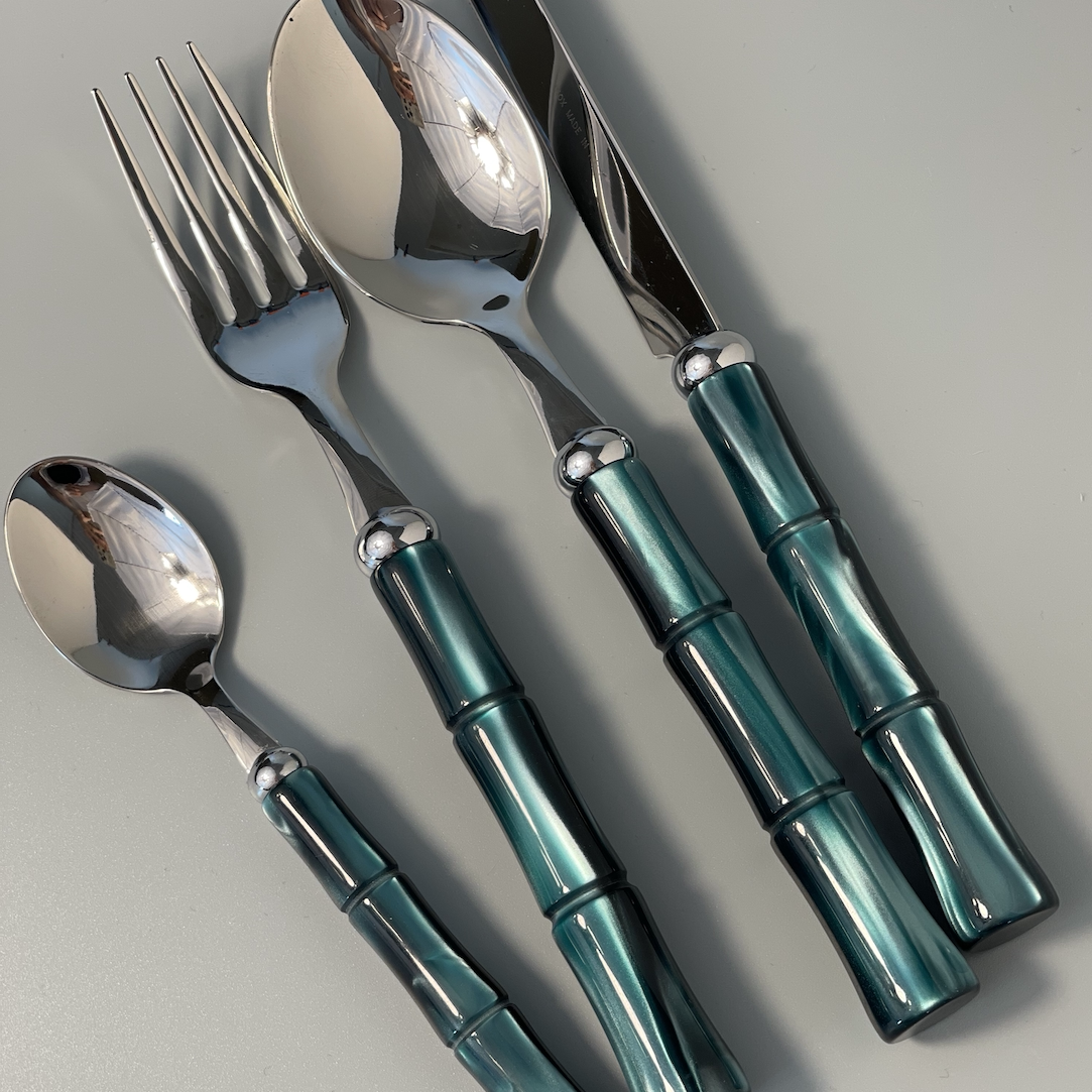 [YURUUI设计师]意大利Rivadossi橄榄绿/深绿色竹节刀叉勺西餐餐具,淘宝优惠券,粉丝福利购,淘宝优惠卷