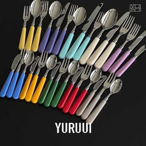[YURUUI设计师]法国CAPDECO太阳神彩色亚克力不锈钢刀叉勺西餐具 - 图0