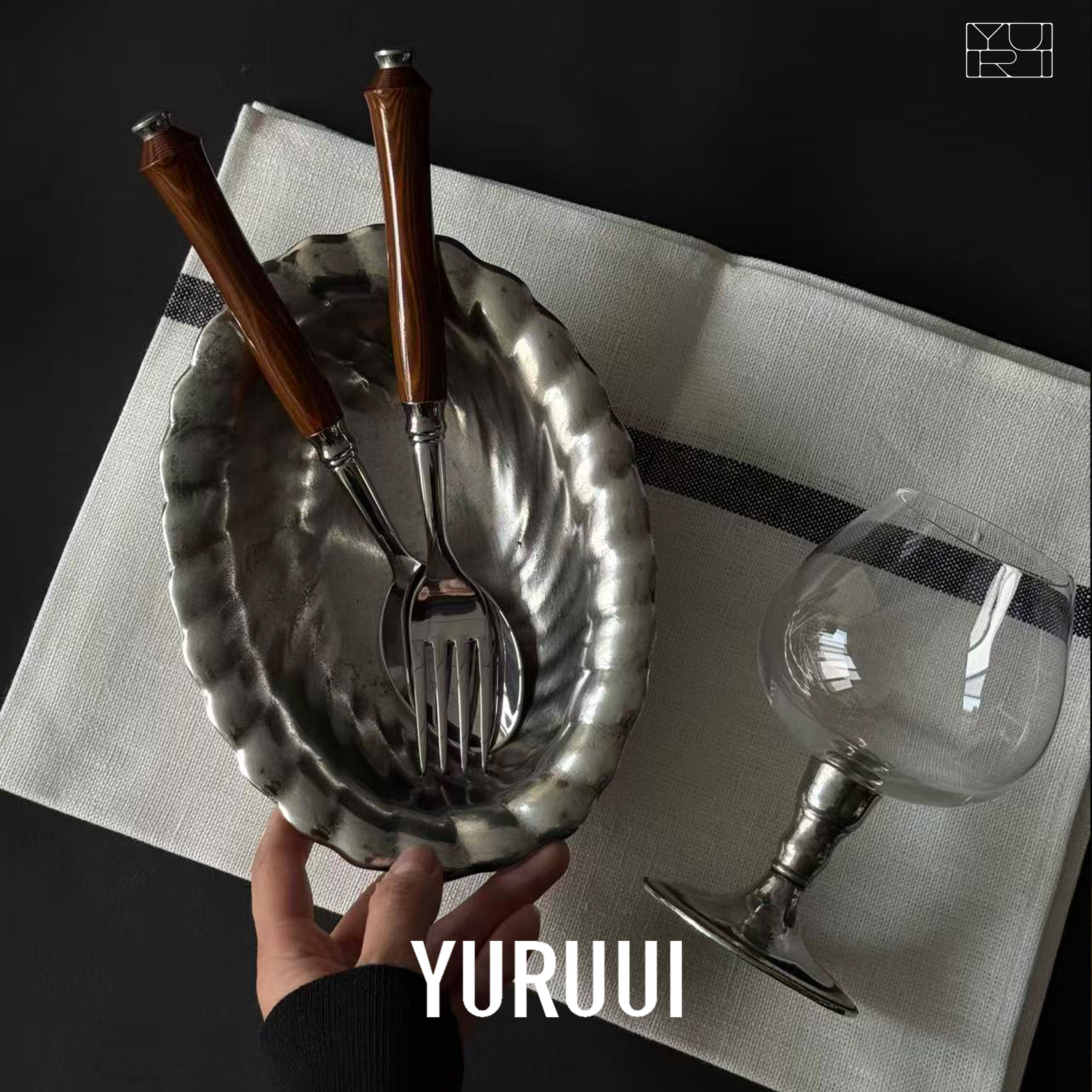 [YURUUI设计师]意大利Valpeltro手工锡器玻璃酒杯水果碗托盘,淘宝优惠券,粉丝福利购,淘宝优惠卷