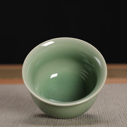 龙泉市青瓷 陈相源 手工陶瓷功夫茶杯品茗杯主人杯茶碗茶具朱砂胎 - 图0