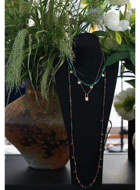 法式手作叠戴串珠复古项链女波西米亚太阳花可叠戴双层