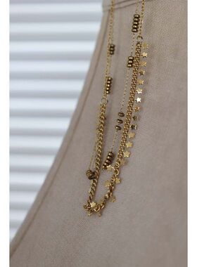 法式风格可遇水项链双层石项链星星点点