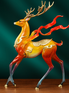 吉善缘铜鹿摆件客厅装饰
