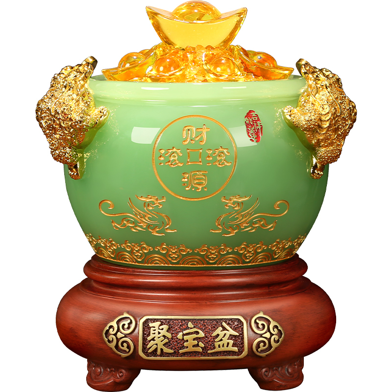 吉善缘 招财聚宝盆摆件 客厅电视柜酒柜收银台装饰开业礼品0931
