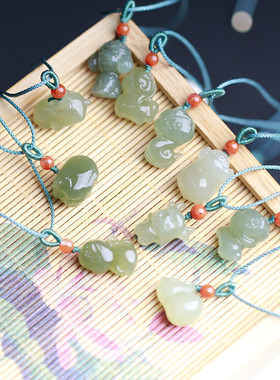 天然和田玉 十二生肖吊坠 项链挂绳男女生款式简约百搭项饰品挂件