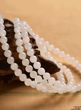 收藏级老料羊脂玉和田玉多圈手串女和田玉串珠白玉珠散珠玉石手链