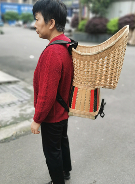 背小孩背篓儿童背筐纯手工竹编筐