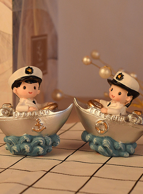 可爱风情侣小海军宇航员浪漫摆件
