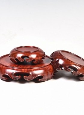 实木玉器紫砂茶壶奇石圆形底座