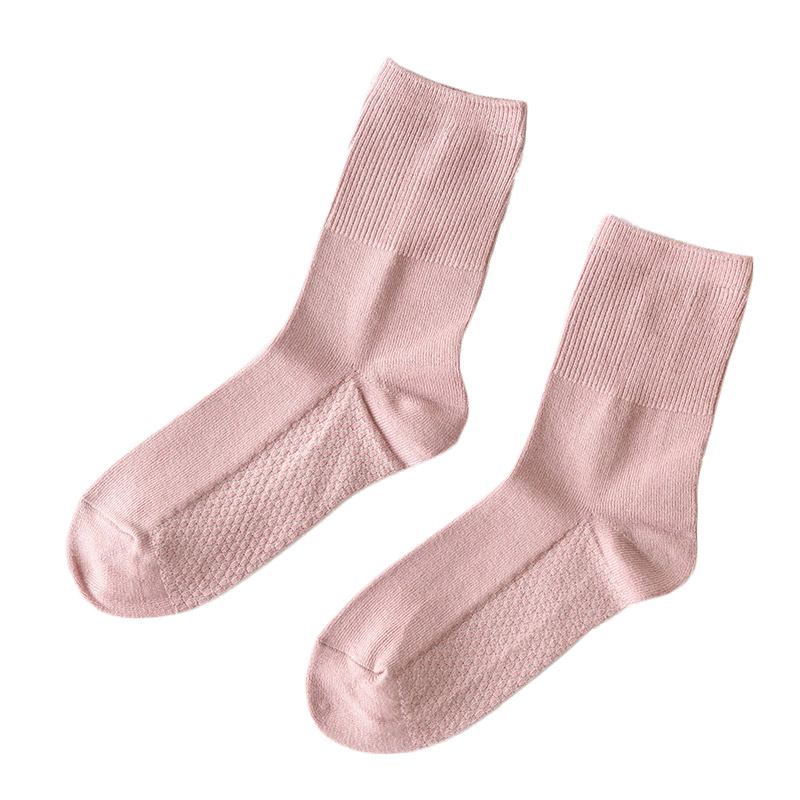 Women's bamboo fiber solid color elastic soft mid-tube socks