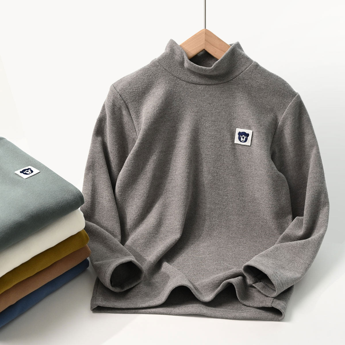 儿童双面绒半高领 打底衫 男女童长袖T恤 中大童保暖内搭T 秋冬装,淘宝优惠券,粉丝福利购,淘宝优惠卷