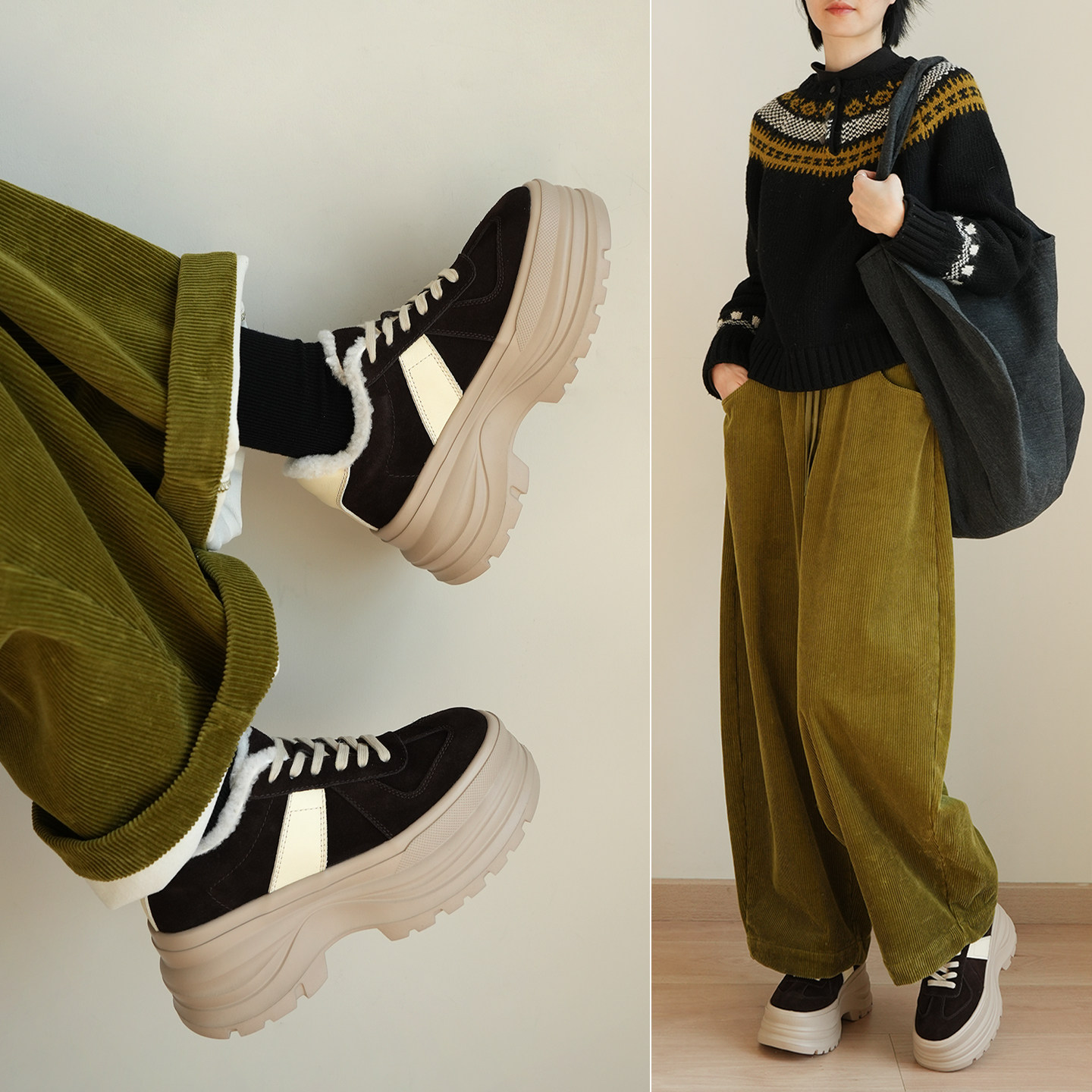 女士真皮厚底复古德训鞋 加绒保暖羊反绒休闲鞋 加厚棉鞋冬k,淘宝优惠券,粉丝福利购,淘宝优惠卷