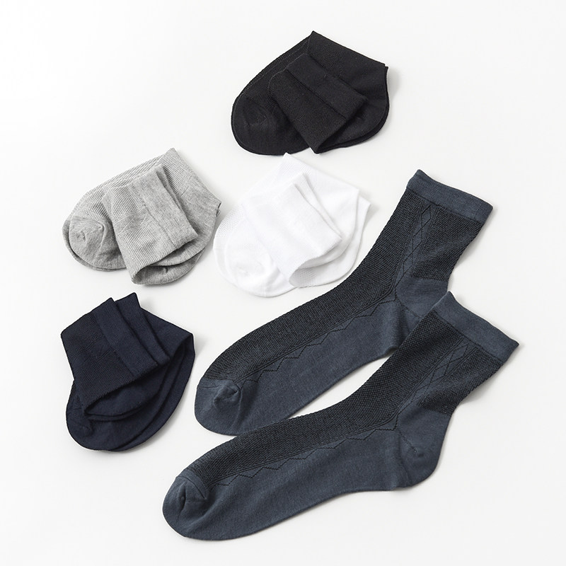 Mid-calf socks bamboo paddle fiber breathable men's socks thin