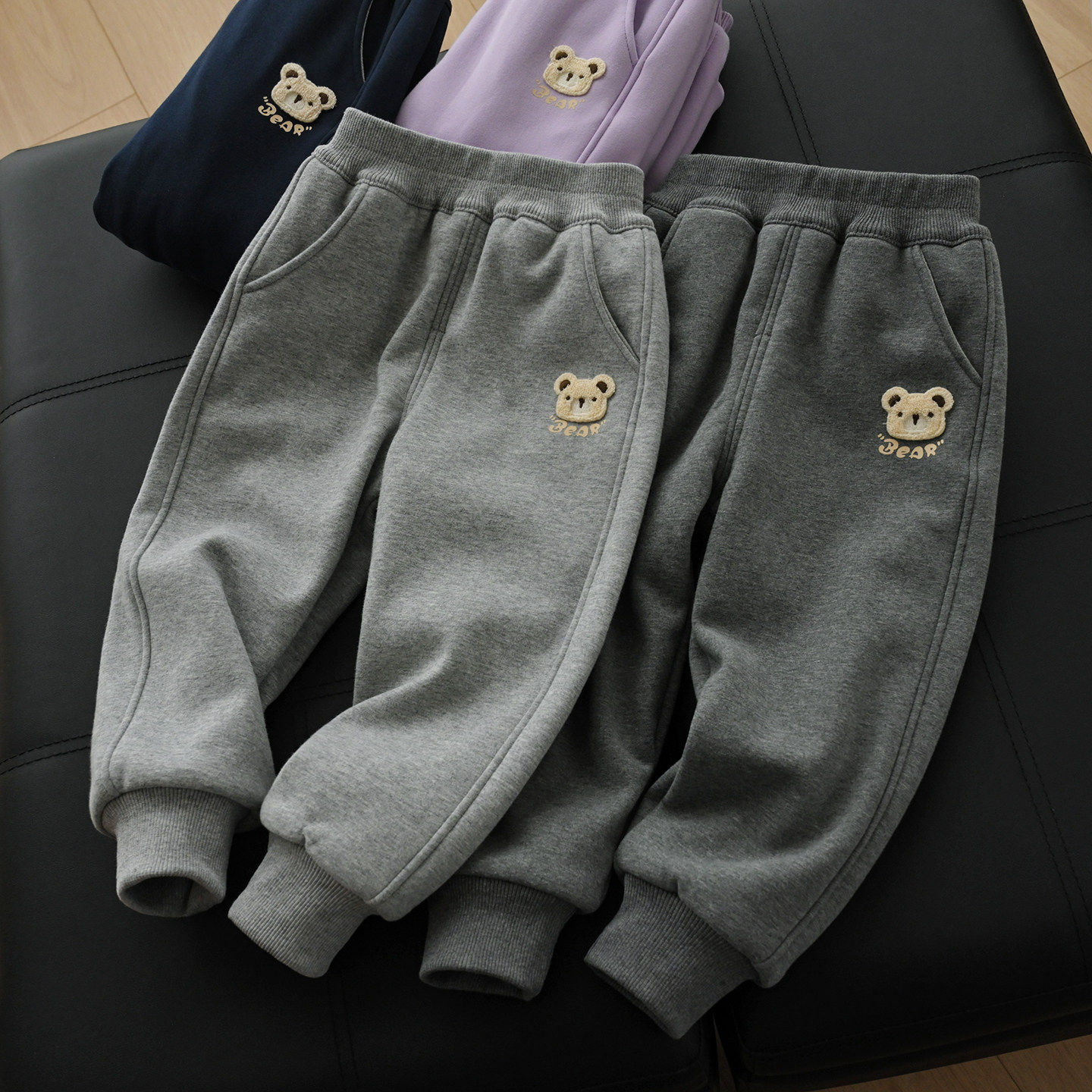 儿童双层加绒卫裤 女童一体绒收口运动裤厚保暖裤 中小童冬款童装,淘宝优惠券,粉丝福利购,淘宝优惠卷