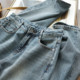 Jeans Rhinestone ຂອງແມ່ຍິງ Retro ຊັກຜ້າຝ້າຍຍາວ