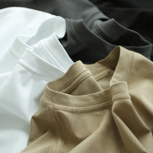 男士圆领短袖 薄款透气百搭T恤衫 基础款纯色休闲上衣 夏款男装 - 图1