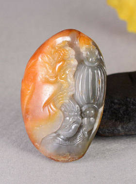 亏嘛啦新疆和田玉青花籽料雕工精湛皮色柔美油温润细腻钟馗把件SX