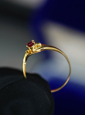 中古精美欧洲18K纯金红宝石戒指首饰复古个性高奢精品送女友 订婚