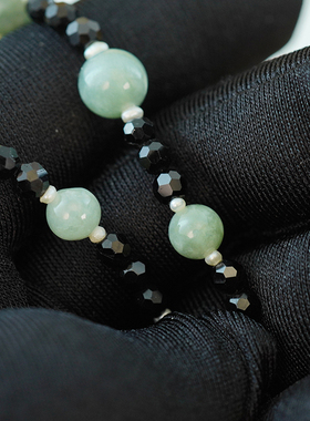 日本天然黑曜石玉石翡翠项链气质送妈妈证书齐全全新首饰收藏绝版