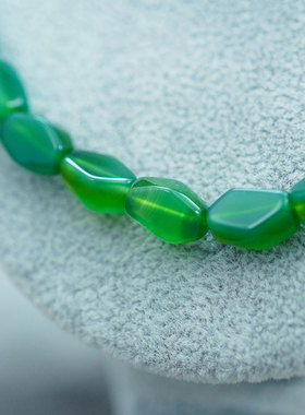 日本北海道特产绿玛瑙项链复古切面宝石锁骨链原装礼盒装收藏饰品