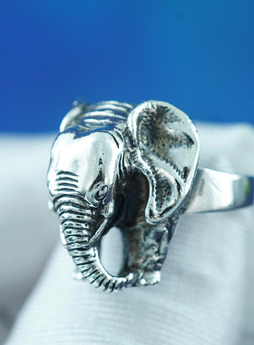 中古欧洲古董戒指首饰925纯银天然宝石钻石玉石复古高奢精美大象