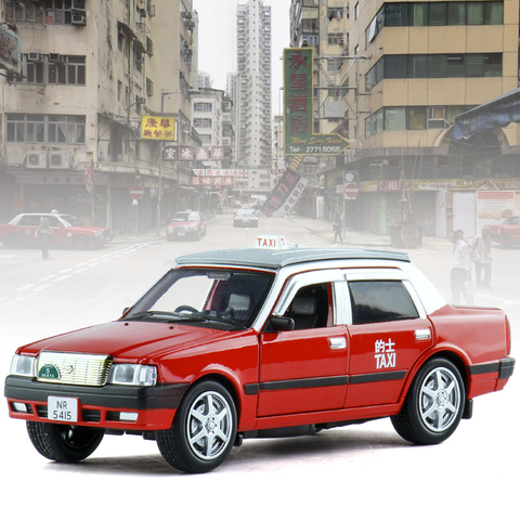 JKM金属仿真1:32金属丰田皇冠香港出租车TAXI小汽车模型玩具的士
