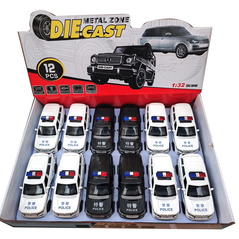 建元1:32路虎揽胜/仿真宝玛警车越野车模型声光回力合金儿童玩具 - 图3