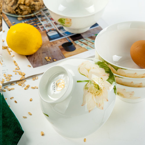 唐山骨瓷4.5英寸高足碗高脚防烫手4.5米饭碗五福临门饭碗小汤碗 - 图3