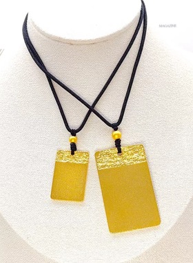 镀金仿金项链吊坠情侣黑绳可抽拉