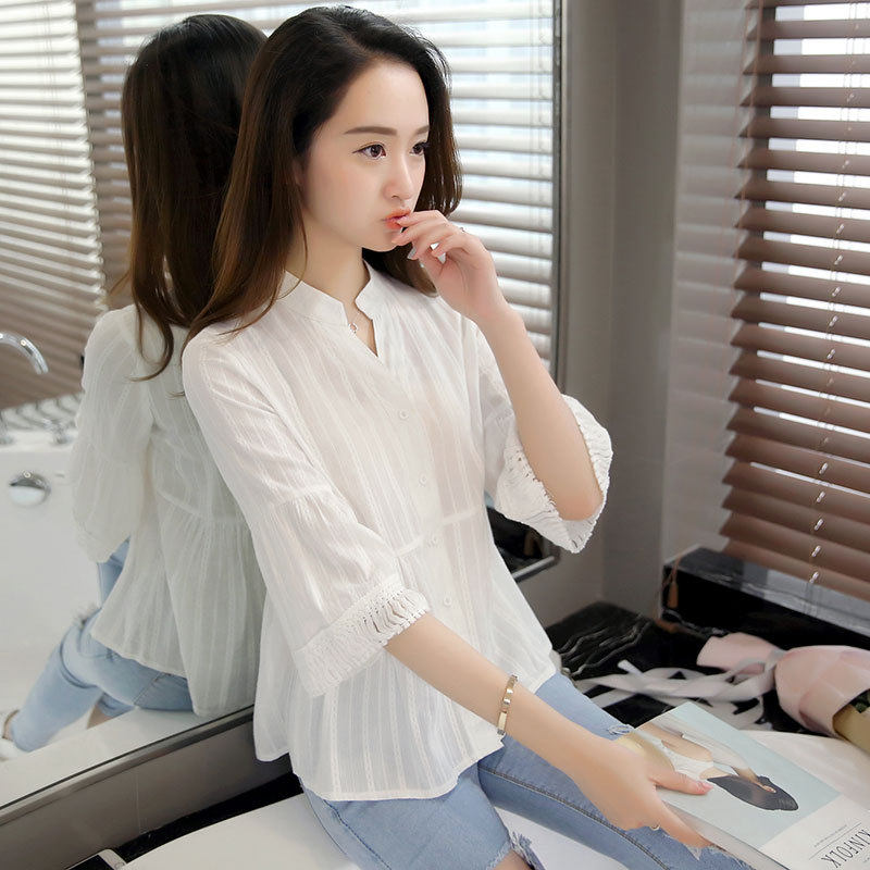 原墅2020春夏新款大码女装白衬衫 原墅衬衫