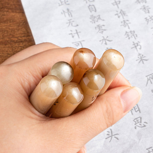 白牛角纯色日本留学印章学生名字印鉴定制小手帐艺术书法篆刻圆形 - 图3