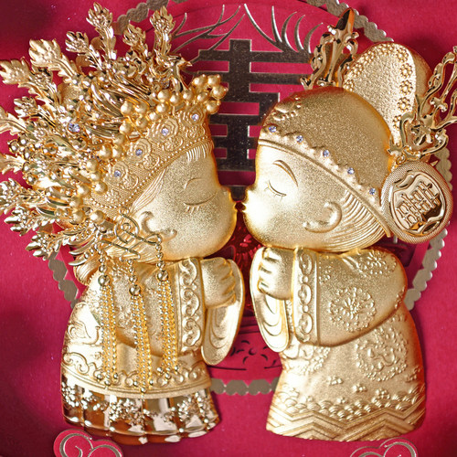 金箔画结婚娃娃婚庆金石良缘创意纪念品摆件新婚礼物新人闺蜜朋友 - 图2