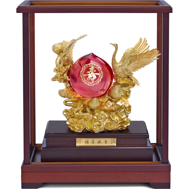 足金金箔松鹤寿桃90寿礼老人生日礼物长辈60八十大寿 diy祝寿礼品_虎窝淘