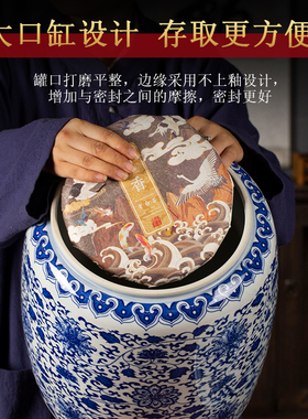 景德镇陶瓷密封罐储存罐防潮罐高档茶罐摆件手绘家用中式摆件茶叶