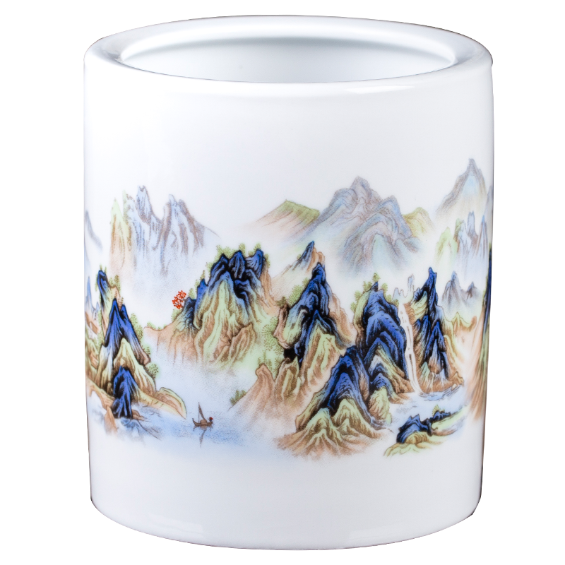 景德镇陶瓷笔筒摆件中国风青花瓷轻奢创意风仿古大手工毛笔笔筒,淘宝优惠券,粉丝福利购,淘宝优惠卷