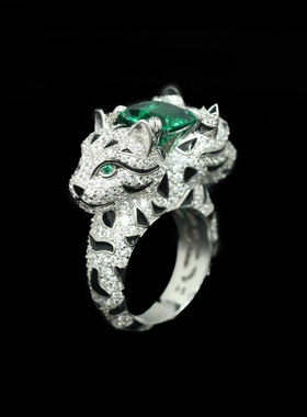 925银镀金木佐绿高碳钻戒指