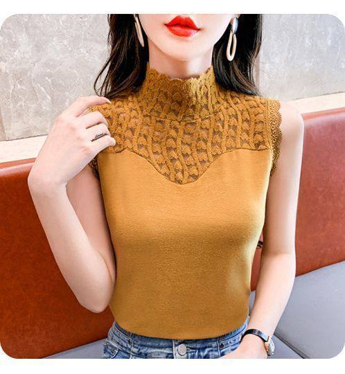 打底衫德绒澳绒秋冬加厚保暖背心女蕾丝拼接无袖背心女保暖上衣潮,淘宝优惠券,粉丝福利购,淘宝优惠卷