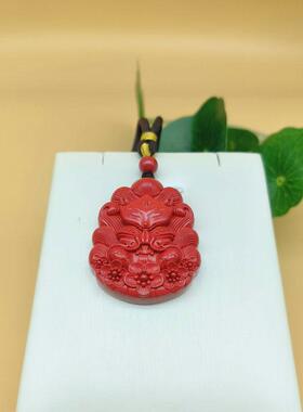 天然原矿朱砂九尾狐吊坠项坠