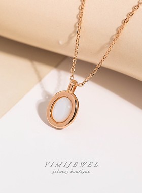 香槟金色天然贝母纯银项链