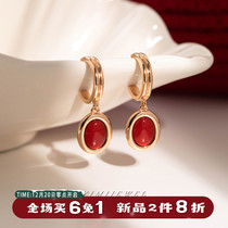 Monica natural red Manau Lunar New Year ear clip without earbuds earrings for womens red New Year holiday themed earrings