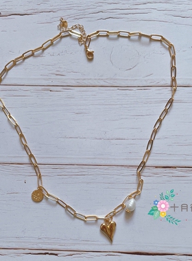 手工日韩ins博主欧美叠戴不掉色简约珍珠金色链条锁骨链项链