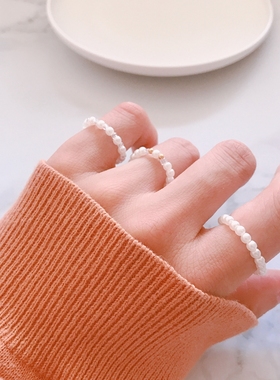 订做日韩风手工编织金珠戒指