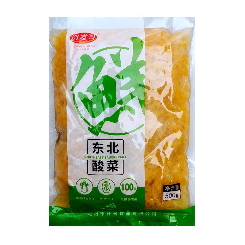 贺发哥正宗东北酸菜丝农家肥黄心大白菜自然大缸发酵500g*5袋包邮-图1